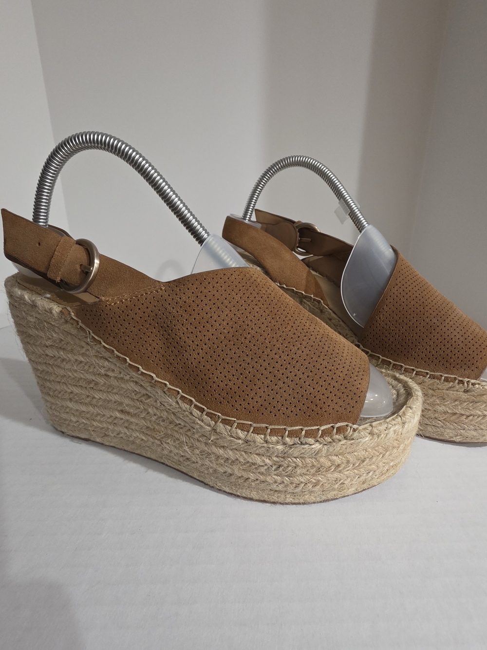 Marc Fisher, Mlandela, Leather Espadrilles, Wedge, Woven heel, Buckle